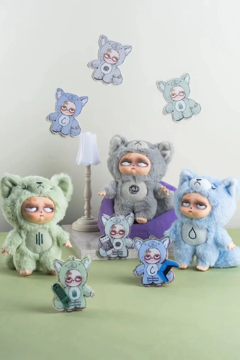 Sleepless Grumpipi blind box plush keychain collectible toy