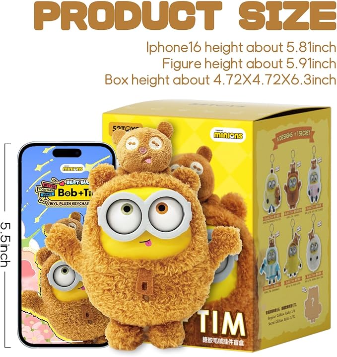 Minions Bob & Tim – Best Buddies Forever Series Vinyl Plush Keychain Collectible Toy